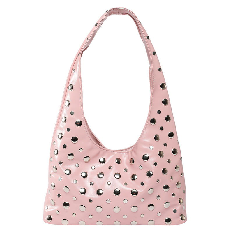 Bolso de axila de textura transfronteriza 2025 primavera y verano nuevo bolso femenino bolso de niña caliente dulce y fresco bolso de hombro con remache gypsophila