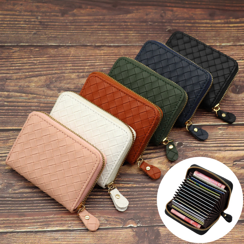 New Style Simple Fashion Woven Pattern Wallet Multi-function Organ Card Holder Large Capacity Multi-card Holder Credit Card Case