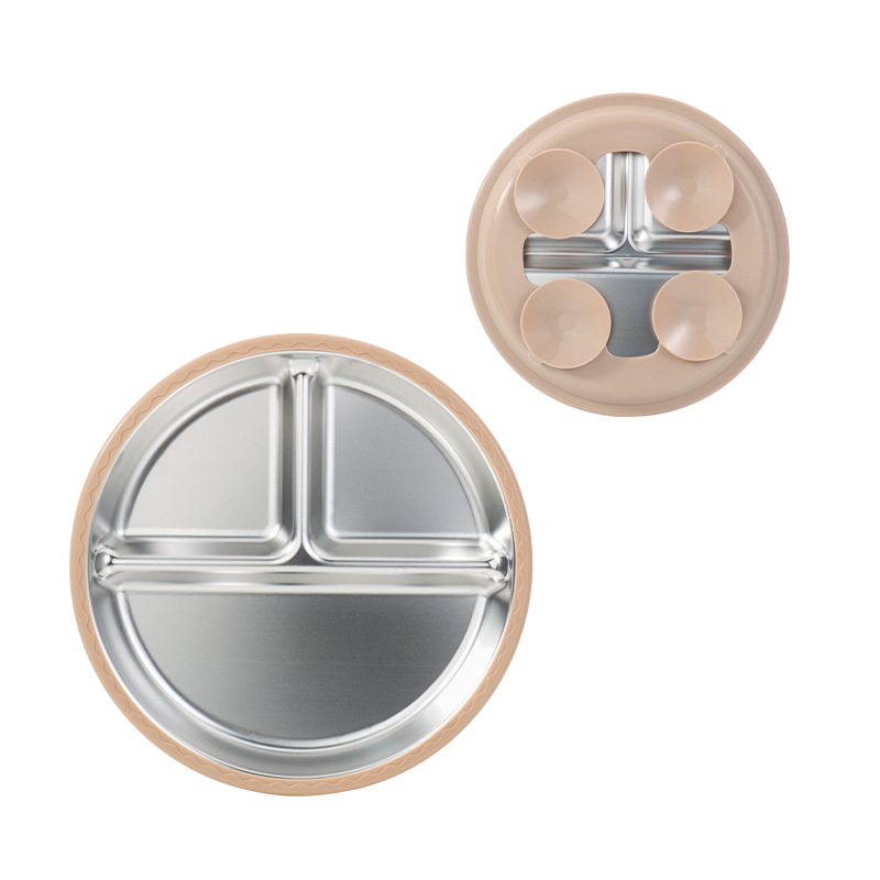 Brown 20cm silicone stainless steel dinner plate