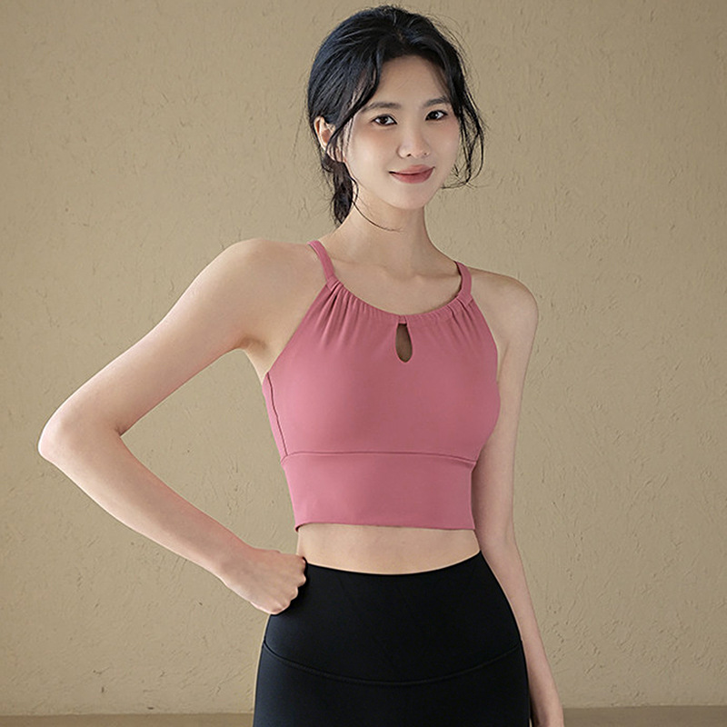 Gentle Style Yoga Set That Can Be Worn Outside, Halter Neck Sports Top with Beautiful Back Design, High Elasticity and Comfort, Beginner Training Set for Women Gentle Style Yoga Set That Can Be Worn Outside, Halter Neck Sports Top with Beautiful Back Design, High Elasticity and Comfort, Beginner Training Set for Women