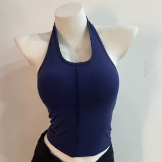 韩版FRONT2LINE同款露背挂脖吊带纯色舒适瑜伽背心修身显瘦运动女