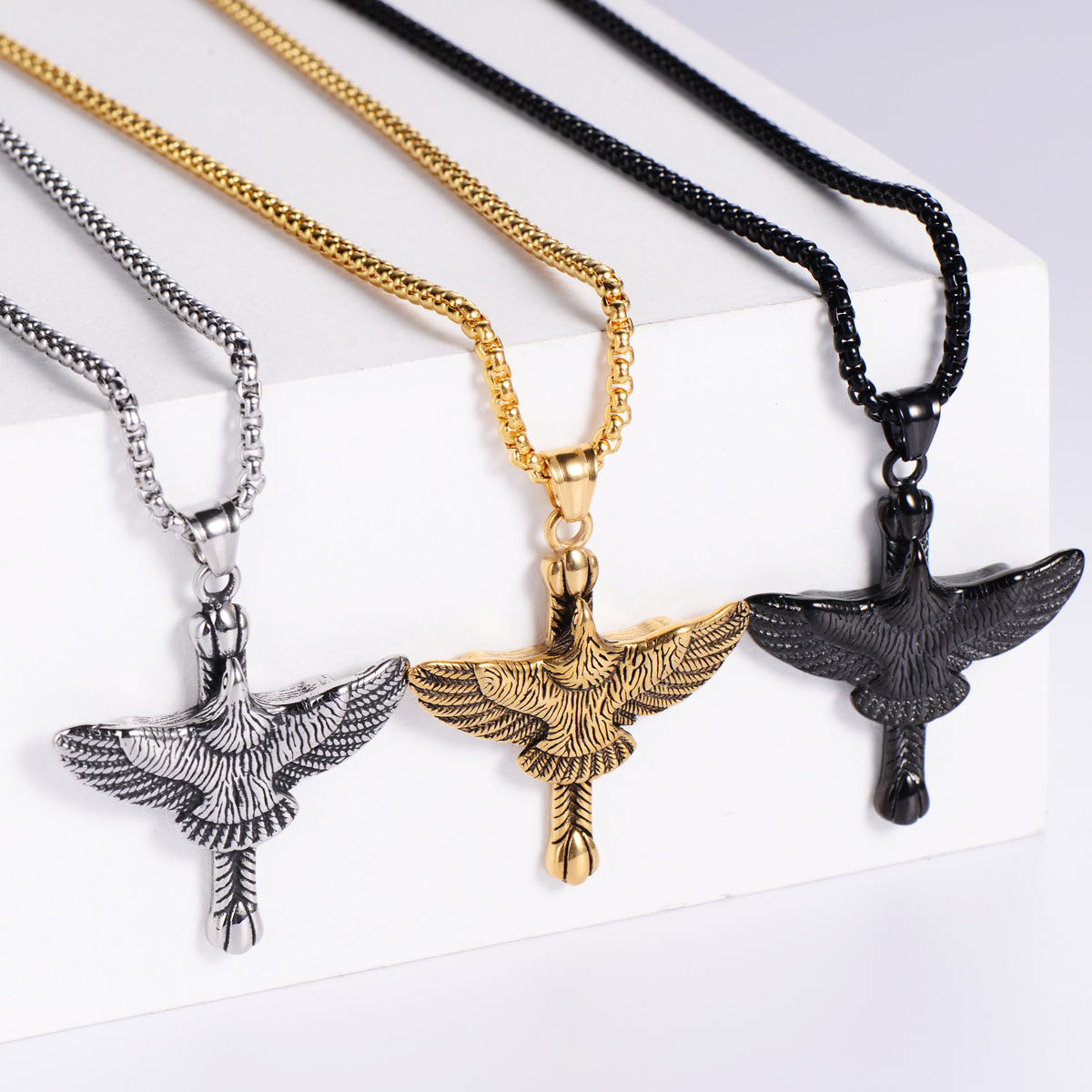 Titanium steel cross animal bird eagle series popular export men's…