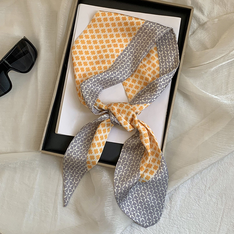 Pañuelo de seda con sentido avanzado, nuevo bolso atado todo-fósforo, serpentina, multifunción, bufanda de lunares, cabello trenzado, cinta, pañuelo, cinturón para el cabello