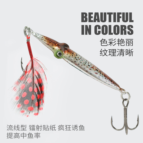 Skimming Sharks | Squid-eye iron plate 21g 3D spray-painted real fish scales bionic color lure long-range mackerel bait sea fishing tip