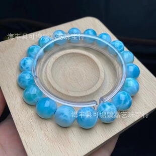 Dominican La Lima Sea Stripe Stone Bead Single Circle Handstring Buddha Bead Bracelet with Full Turtle Back Jade 11.6mm