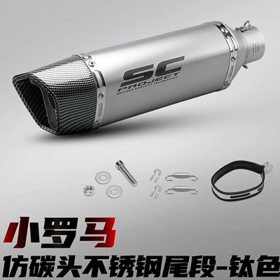 modified exhaust pipe, racing street: Motorcycle exhaust pipe - little-rome-imitation-carbon-head-titanium-color