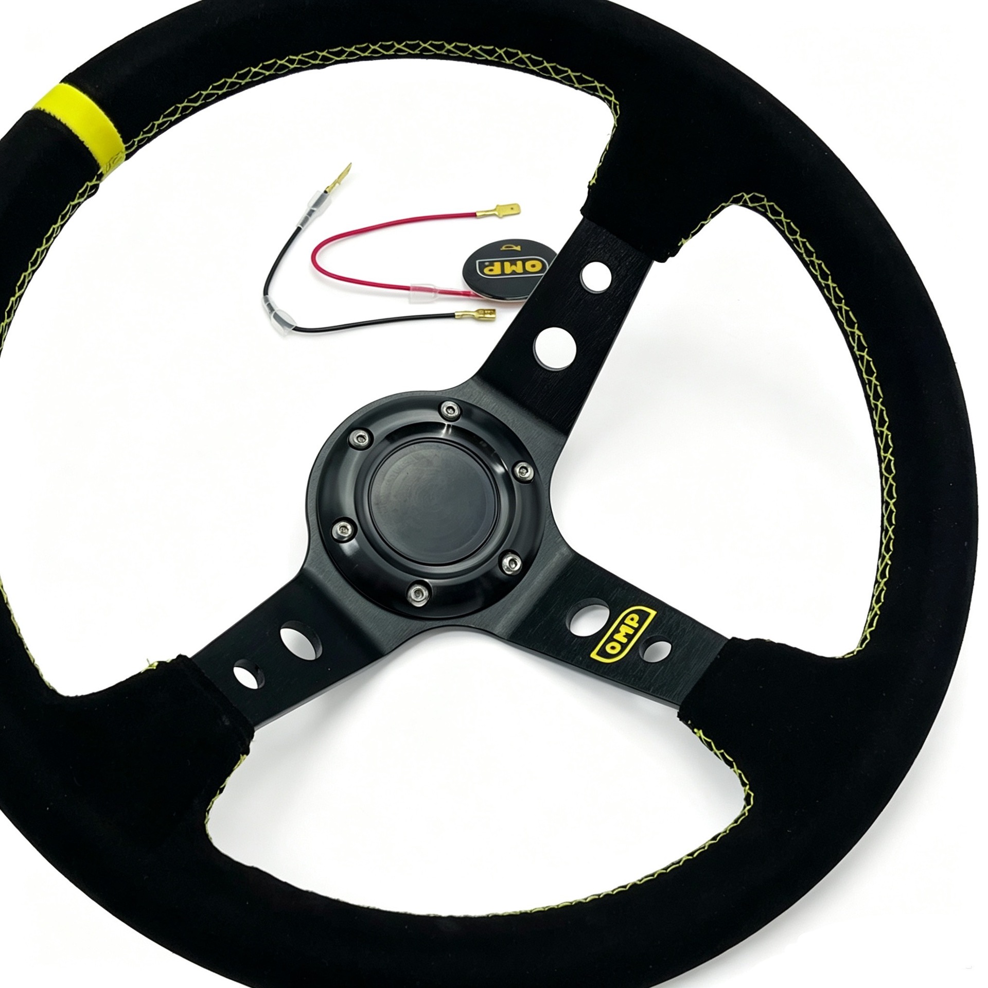In-Stock Wholesale Omp Black Suede Deep Concave Classic Racing Steering Wheel Car Steering Wheel