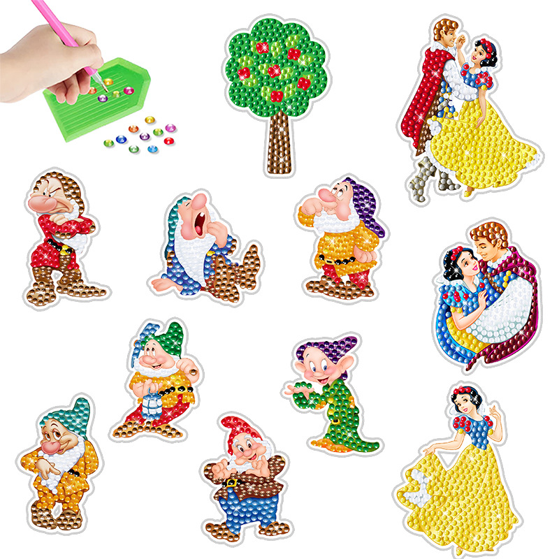 Personaje de dibujos animados caliente diamante pintura libre pegatinas DIY pegatinas de pared pegatinas niños hechos a mano pegatinas decorativas diamante redondo