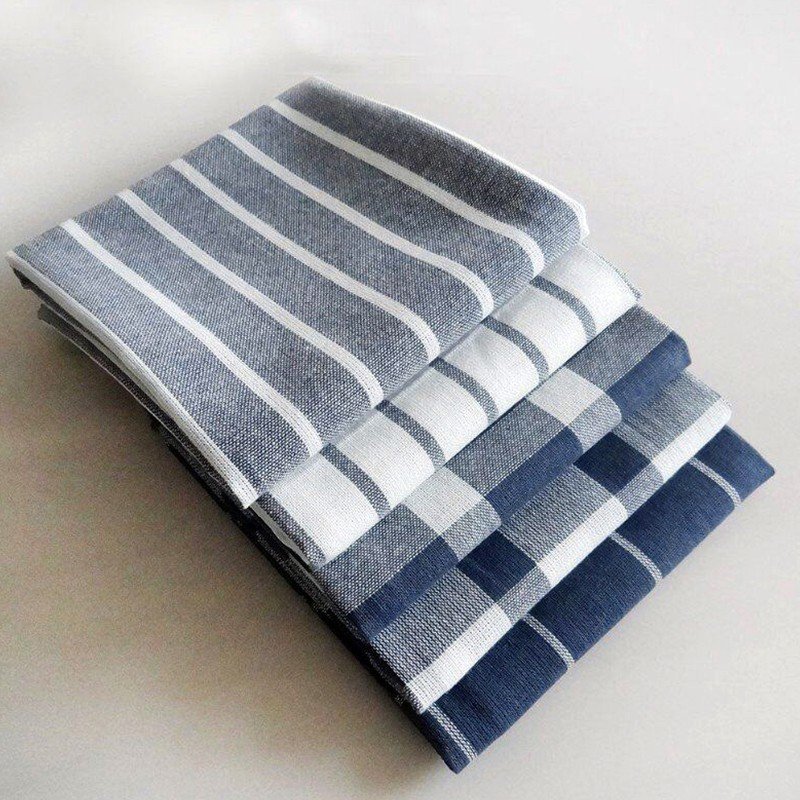全棉色织厨房巾 蓝色系列家用餐巾茶巾