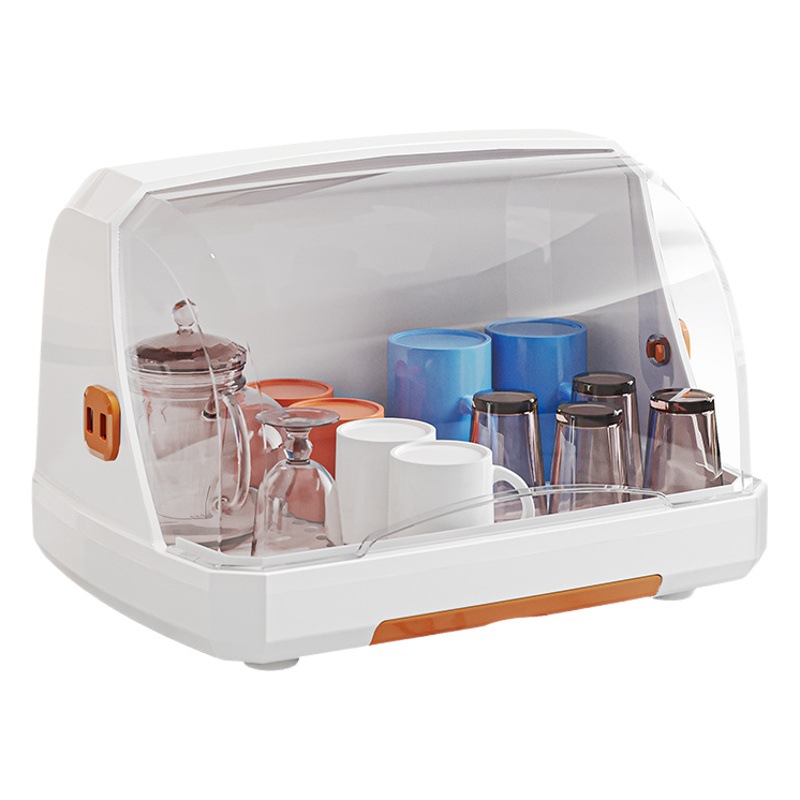 Taza de escritorio estante de almacenamiento de taza de agua caja de almacenamiento a prueba de polvo taza de té de vidrio bandeja cesta de almacenamiento de drenaje de frutas