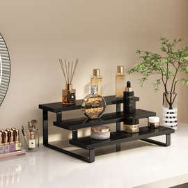 盲盒手办陈列架阶梯式展示架木质桌面多层置物架香水咖啡杯收纳架