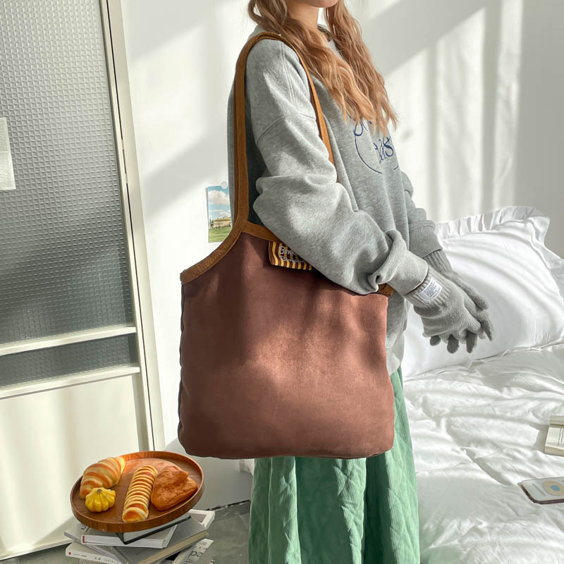 Invierno de cordero de cachemira doble cara bolso de tela de mujer estilo coreano de gran capacidad bolsa de lona casual bolsa de peluche de viaje universal