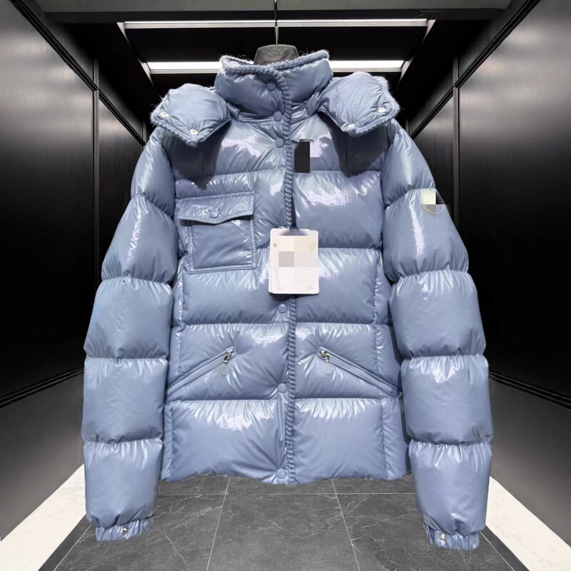 High-End New Model Moncler Slim-Fit Second-Generation Oil-Wax Leather Waist-Cinching Short down Jacket with Hood for Women
