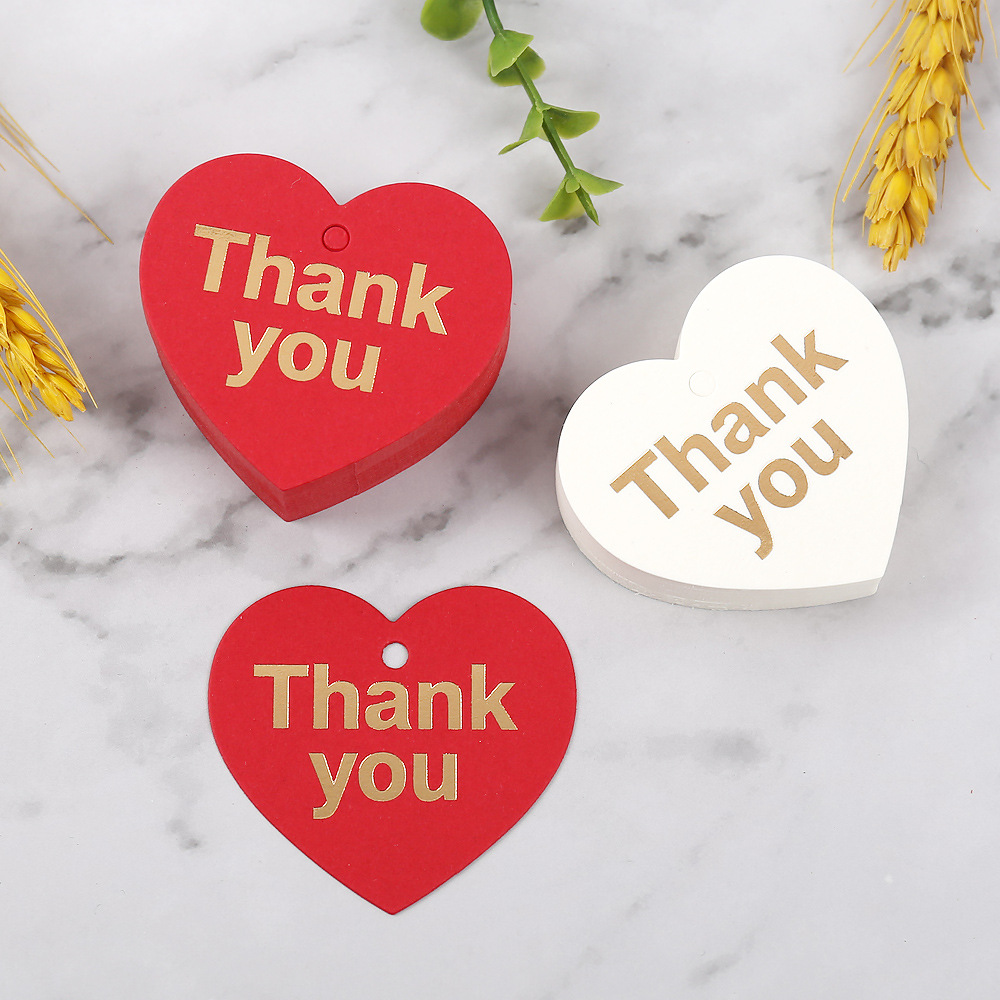 烫金吊牌thank you感谢卡谢谢你心形卡片礼品包装挂牌伴手礼吊卡
