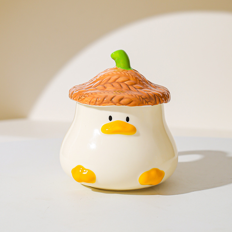 Creativo lindo pato cerámica taza acompañante regalo de alto valor de la cara de la personalidad de taza de café de dibujos animados taza roja alta red