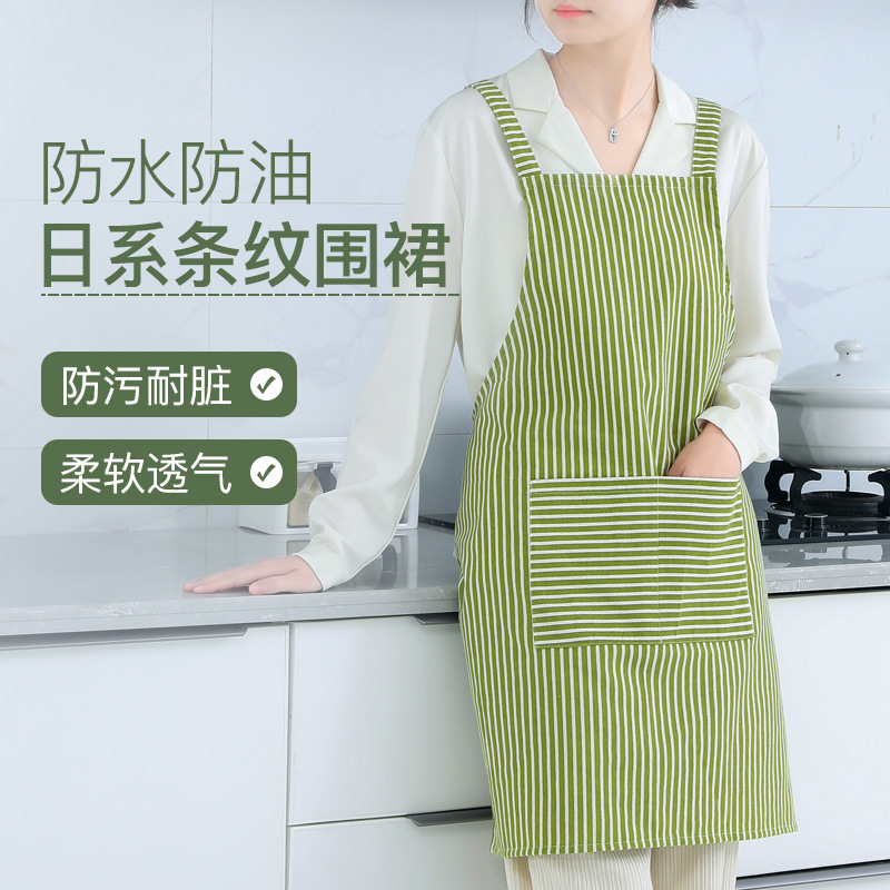 Japanese-style sleeve apron suit household cotton and linen overalls adult waterproof and oil-proof household cleaning kitchen apron wholesale
