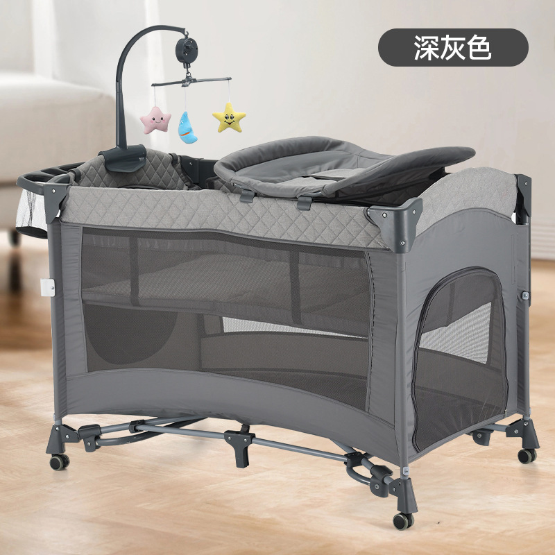 Cama para bebés, cama grande multifuncional plegable, mesa de pañales móviles, cama ampliada, cama para bebés, mecedora variable