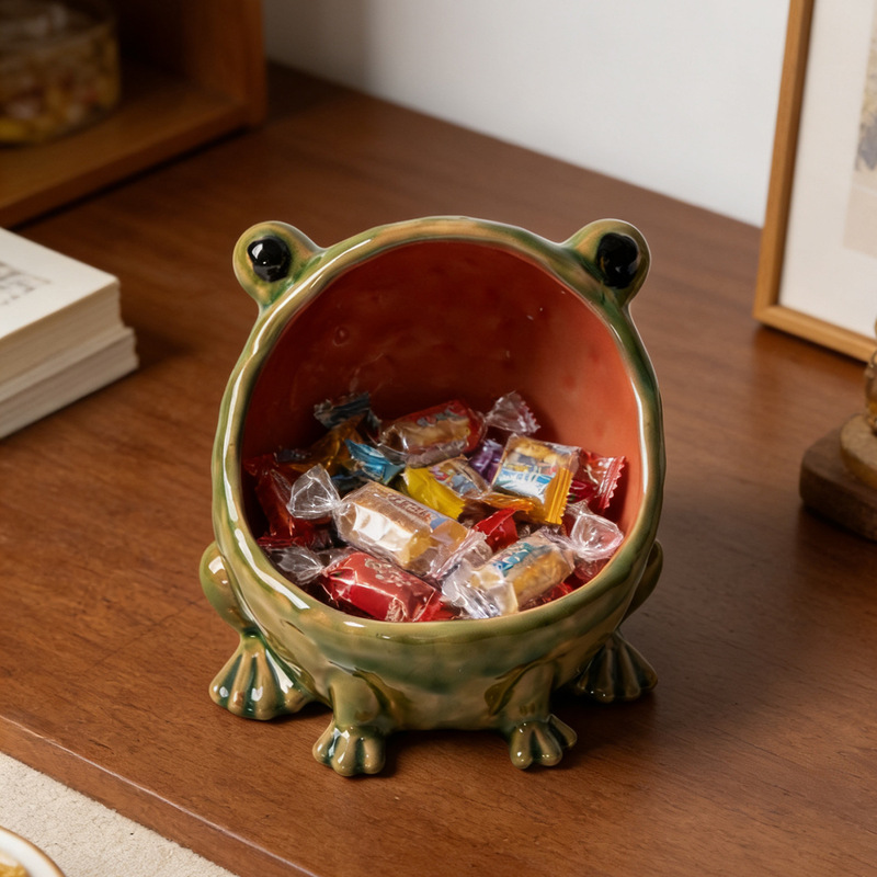 Cross-Border Creative Ceramic Craft Big-Mouthed Frog Seasoning Jar Candy Salt Jar Kitchen Home Desktop Decoration Ornaments Cross-Border Creative Ceramic Craft Big-Mouthed Frog Seasoning Jar Candy Salt Jar Kitchen Home Desktop Decoration Ornaments
