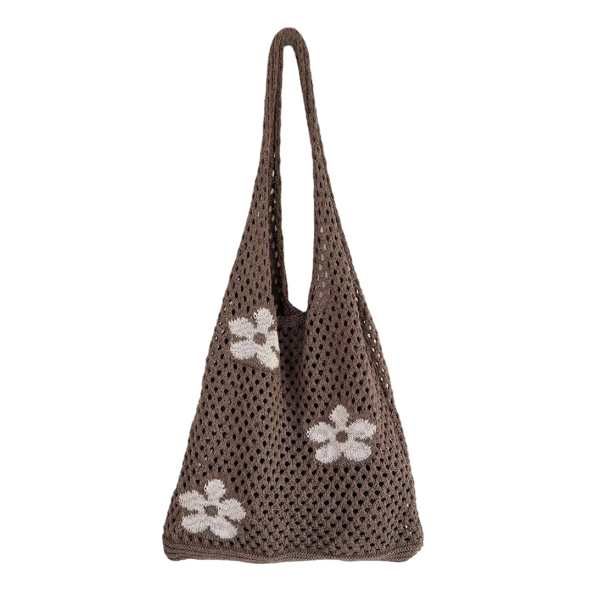 2021 nuevo Amazon eBay bolso de mano japonés y coreano bolso de flores bolso de punto malla bolso de hombro hueco para mujeres