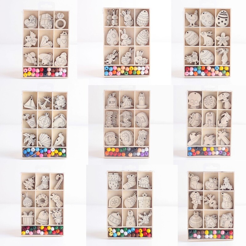 Dj Source Manufacturer Holiday DIY Kit Wooden Beads Easter Christmas Halloween Wood Chip Decoration Cross-Border 2025