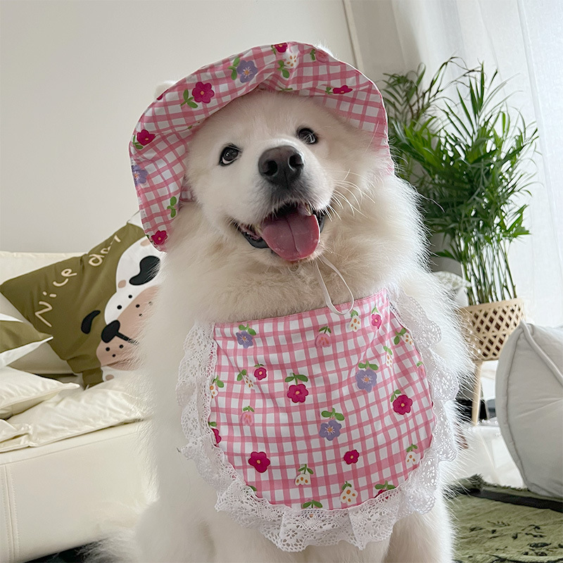 2025年新款宠物狗狗中大型犬金毛萨摩边牧可爱围兜太阳帽口水围脖|undefined