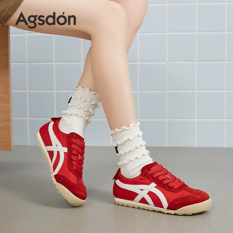 Augustion Red Alemania Training Shoes Mujer 2025 Nuevo verano Suela plana Casual Forrest Gump Zapatos de dopamina