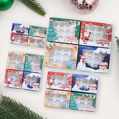 聖誕節新款2/4/6/12孔內托馬芬盒 透明PVC開窗馬芬盒包裝手提盒