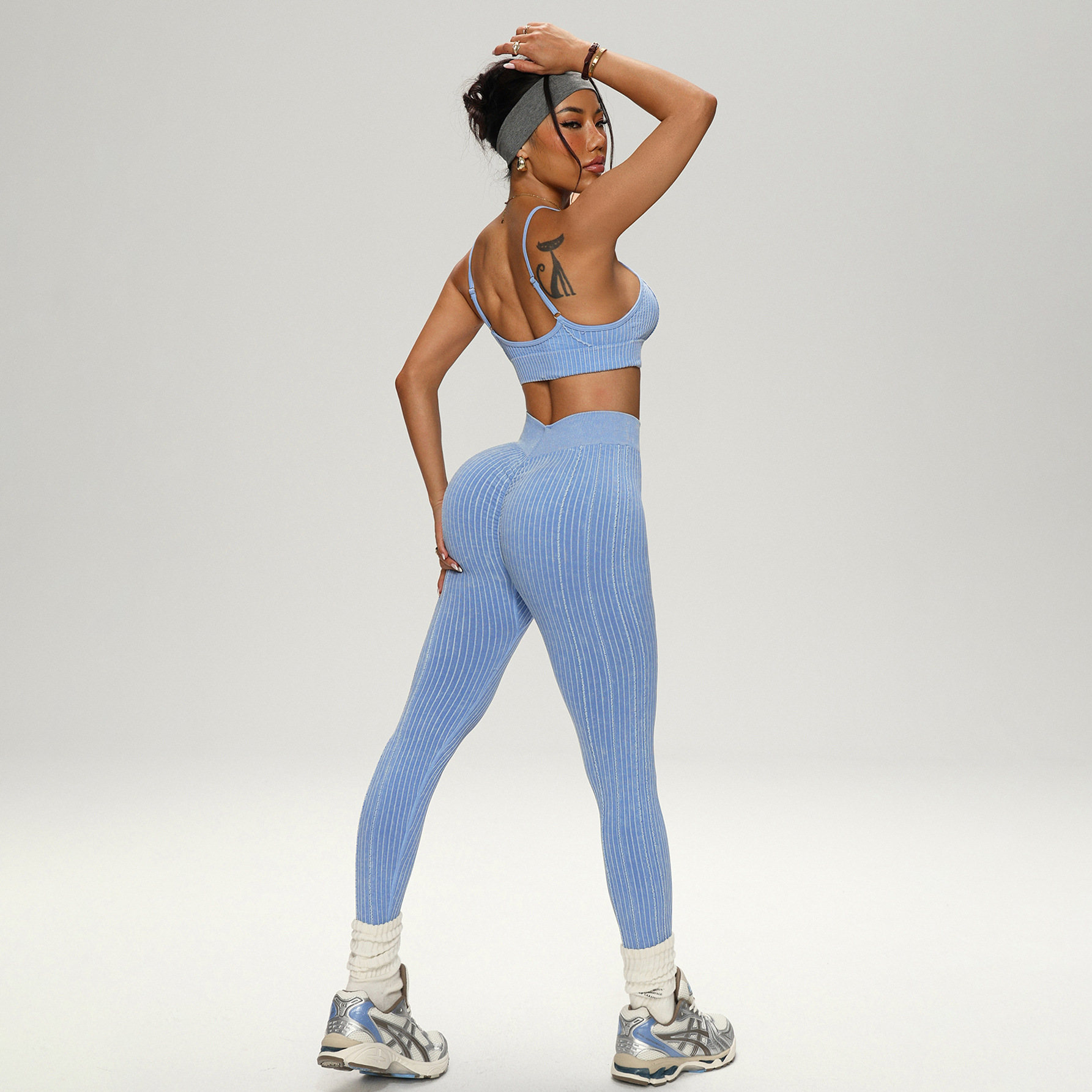 New Cross-Border V-Waist Washed Matte Seamless Butt-Lifting Fitness Leggings Sports Yoga Tank Top Yoga Outfit Women's Set