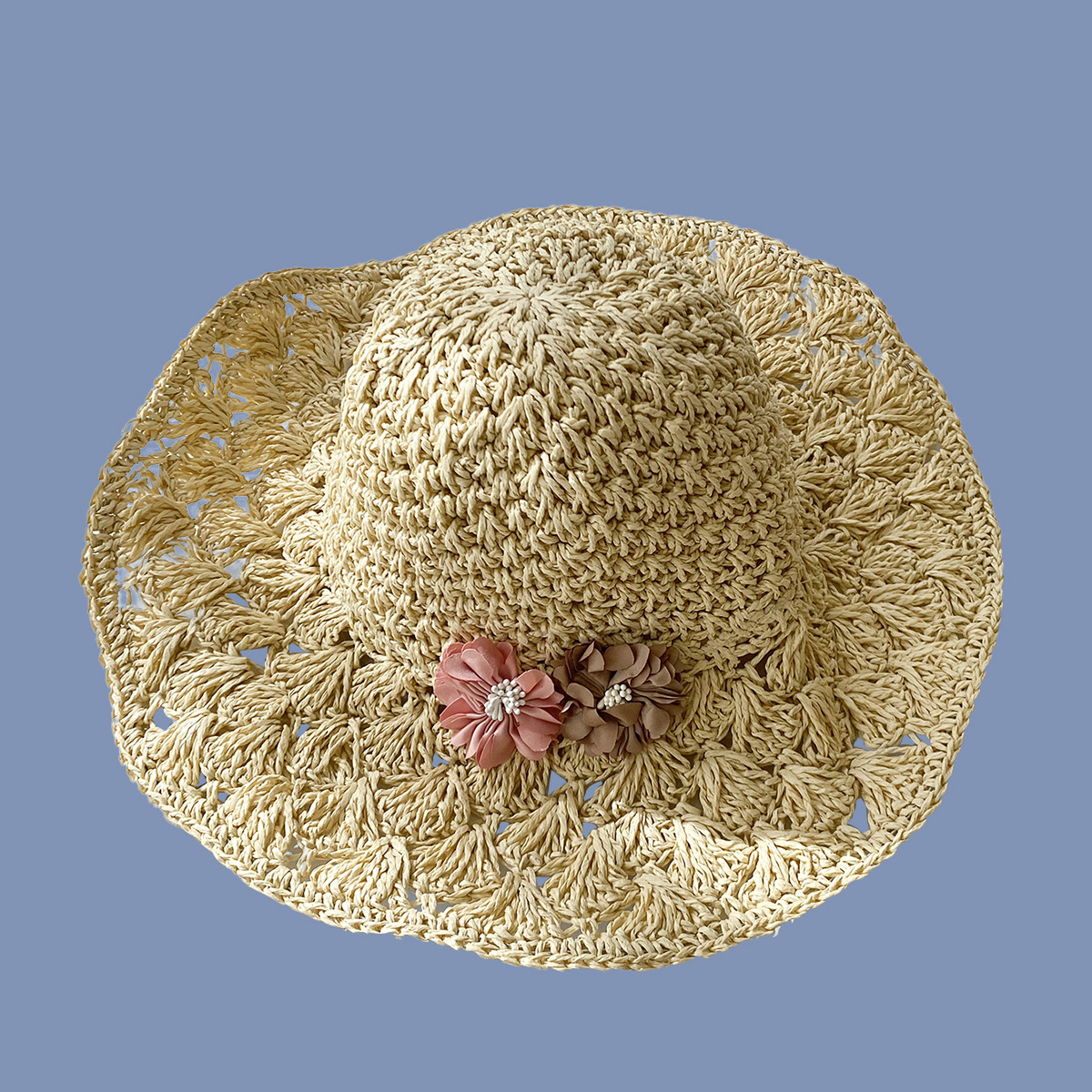 Summer New Style Two-flower Straw Hat display picture 4