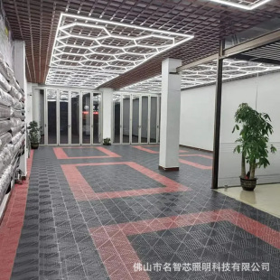 Hexagonal Honeycomb Light for Car Wash Room, Waterproof and Dustproof Work Station Light, Special Led Ceiling Light with 14 Holes for Garage Film Application