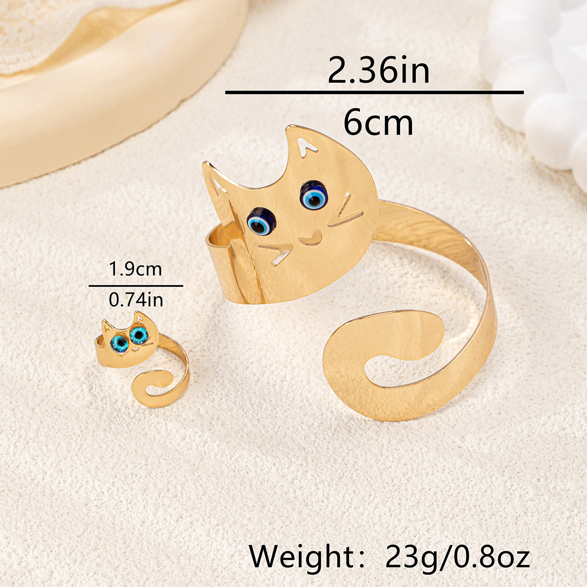 Women's Gender Plating Design Cute Cat Alloy Plating Women's Rings Bracelets Jewelry Set