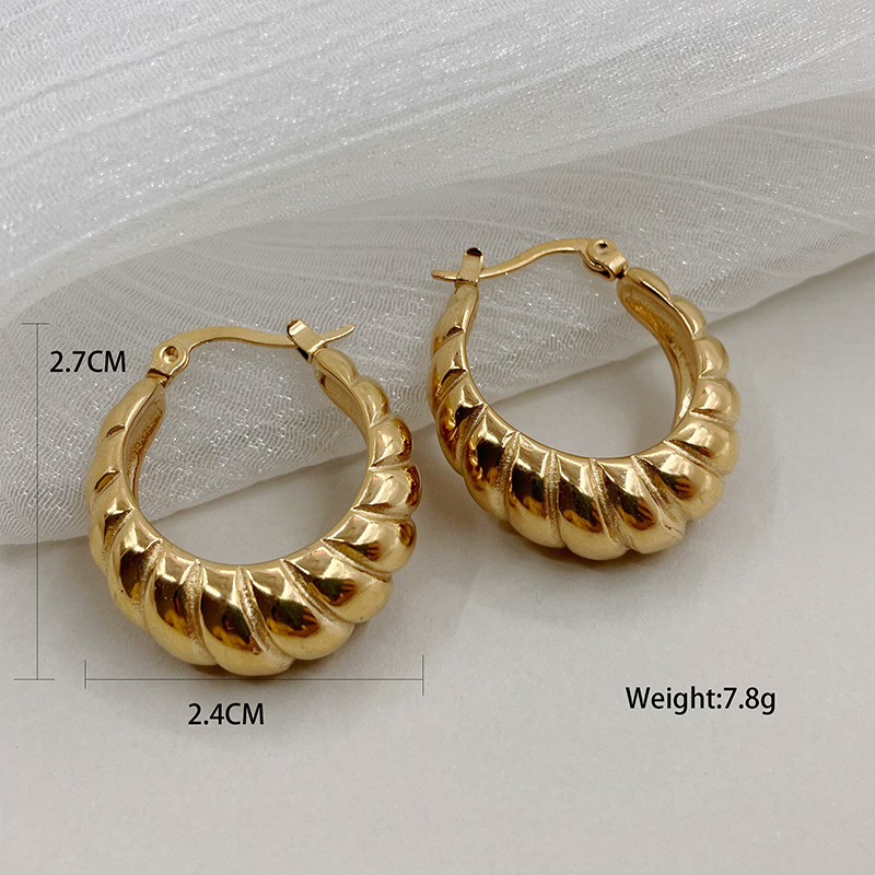 Retro Geometric Stainless Steel Plating Earrings 1 Pair