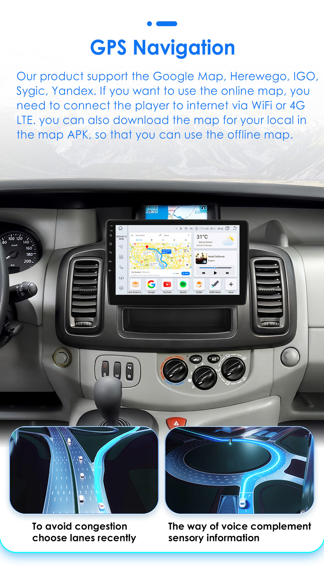 Suitable for 10-14 Renault Trafic Opel Vivaro Car Android Large Screen Navigation Gps All-In-One Machine