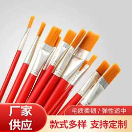 油画笔套装尼龙刷子单支红杆排偏平头红毛水粉颜料点笔缝隙修补笔