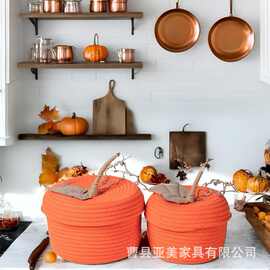 万圣节装饰收纳篮南瓜造型水果零食储物筐带盖糖果篮化妆品收纳盒