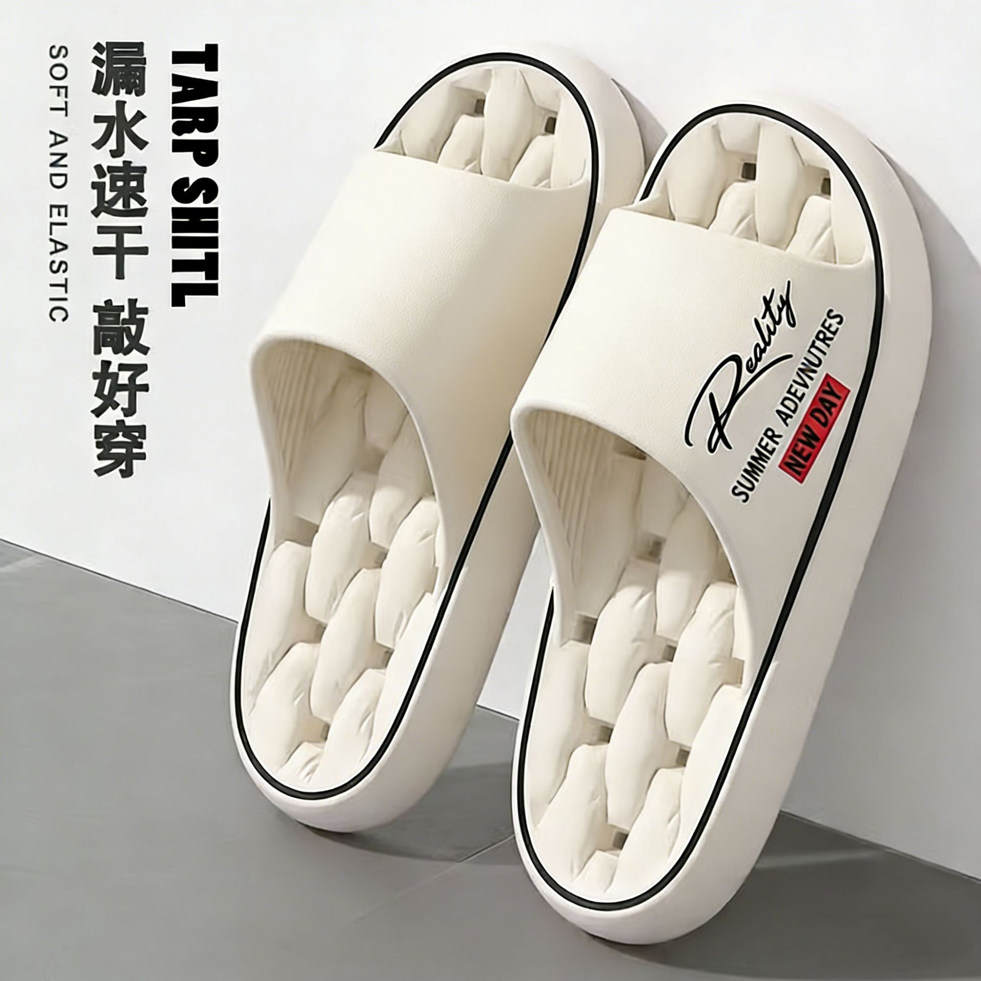 Cross-border nuevo 2026 sensación alta zapatillas de hombre de verano baño en el hogar antideslizante suela gruesa para usar zapatillas para mujeres image 9