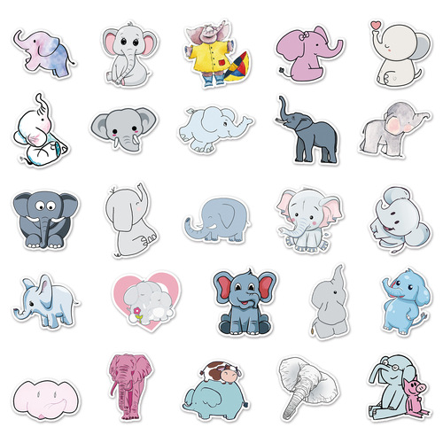 50 pieces of elephant creative trendy waterproof graffiti stickers suitcase scooter computer tablet cartoon decorative stickers