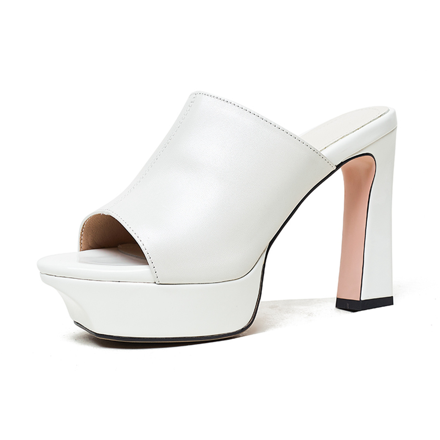Sandal cao gót nữ quai ngang hở mũi gót 9 cm — đen chi tiết 18
