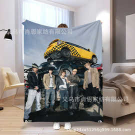 韩国男团Cortis图片印花法兰绒毛毯，柔软舒适，四季通用。