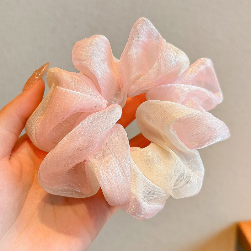 韩系春夏蝴蝶结大肠发圈女款蕾丝碎花头绳粉色方巾大号发饰|undefined