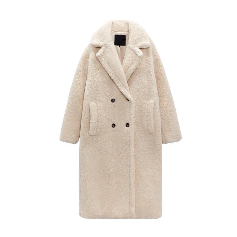 TAOP & ZA Winter New European and American Loose Double-breasted Thickened Warm Lamb Wool Fleece Coat 1255766