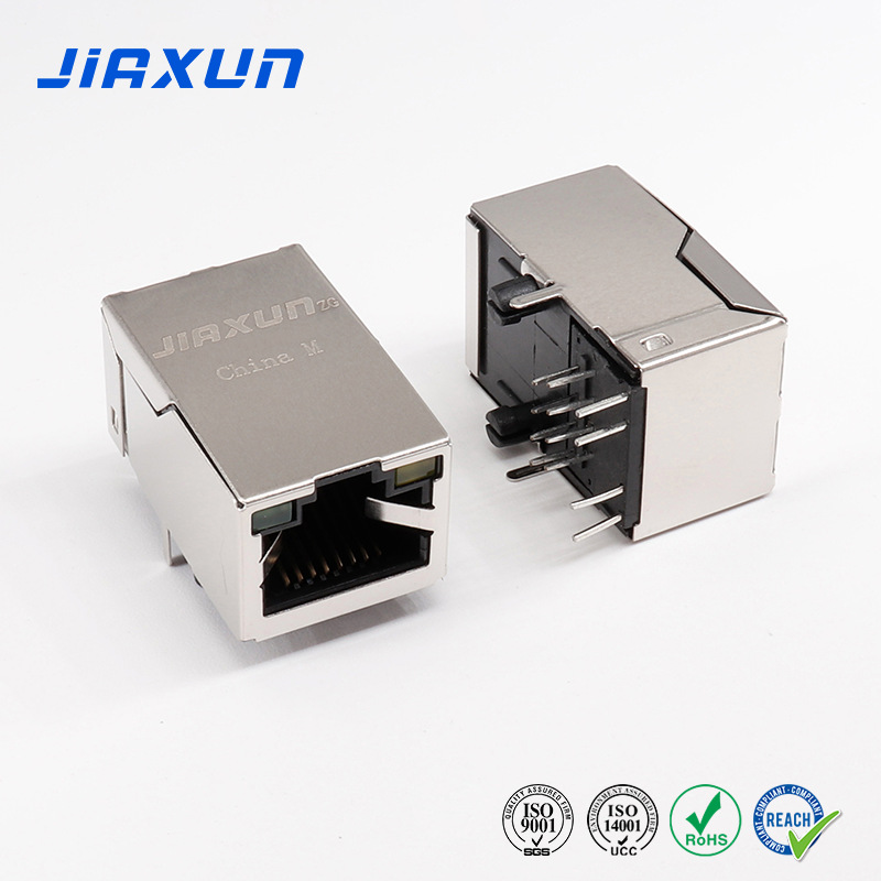 Suministro original de asiento hembra RJ45 de una sola fila de múltiples puertos con puerto de red elástica Comunicación Ethernet asiento hembra RJ45 sin cable de soldadura de luz
