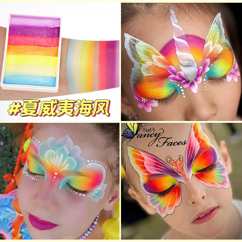 50g 6 colores a juego Arco Iris tira cara pintura a base de agua color a juego pigmento lavable cuerpo Arco Iris Cara color cubierta