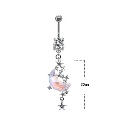 European and American cross-border diamond-encrusted Butterfly Moon Planet belly button ring, navel ornament, navel nail, body piercing jewelry manufacturer