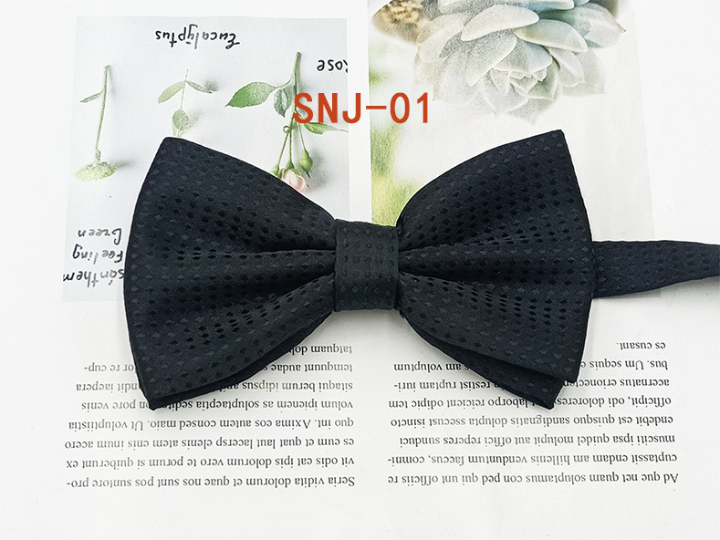 Nuevo fabricante en stock profesional ropa formal Caballero pajarita poliéster seda Dot Double Fold hombres pajarita novio padrino