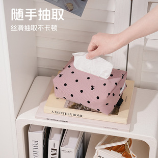 Creative Polka Dot Multifunctional Tissue Box Home Coffee Table Decorative Tissue Storage Box Office Desktop Decoration Bag