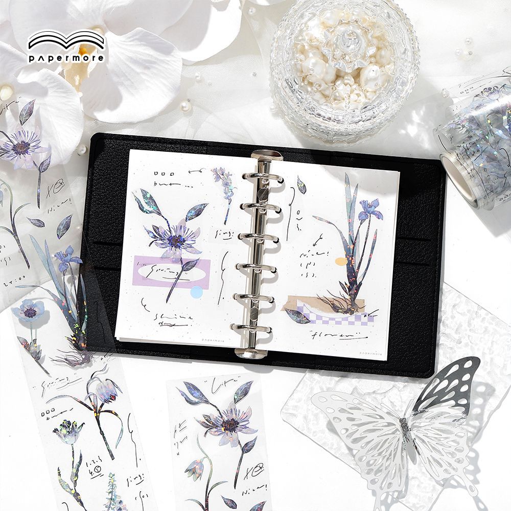 PaperMorePET Shell Light Cinta flor secuencia ins viento pequeña flor fresca bricolaje collage cinta de cuenta