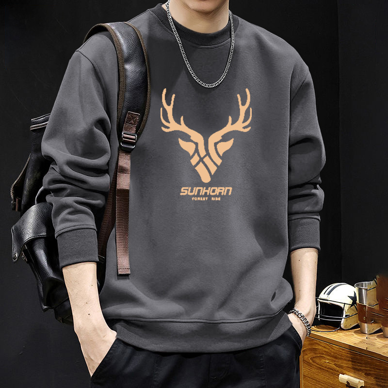 Nueva camiseta de cuello redondo para hombres otoño y invierno estilo de moda americana pareja camiseta de otoño chaqueta de moda para hombres