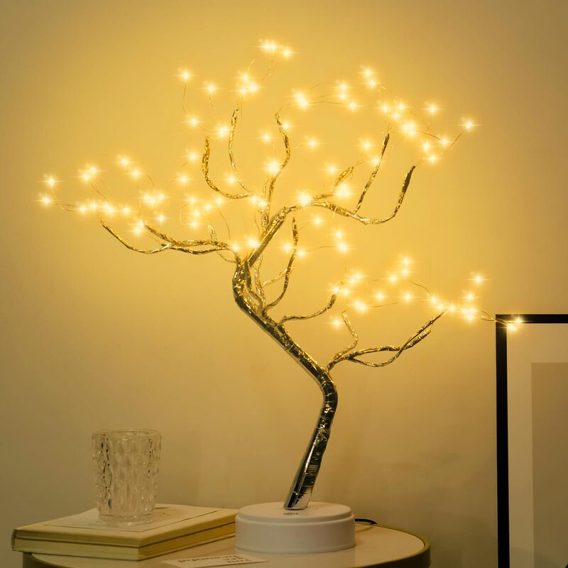 Led Copper Wire Light 108L Luminous Small Tree Light Pearl Tree Light Decorative Indoor Ornament Battery USB Night Light Atmosphere