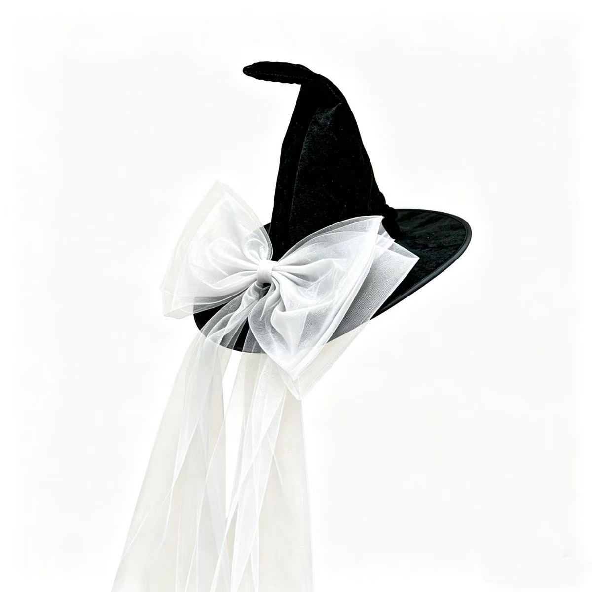 New Halloween bowknot cosplay witch costume headscarf and hair accessory, dark gothic style magic witch hat
